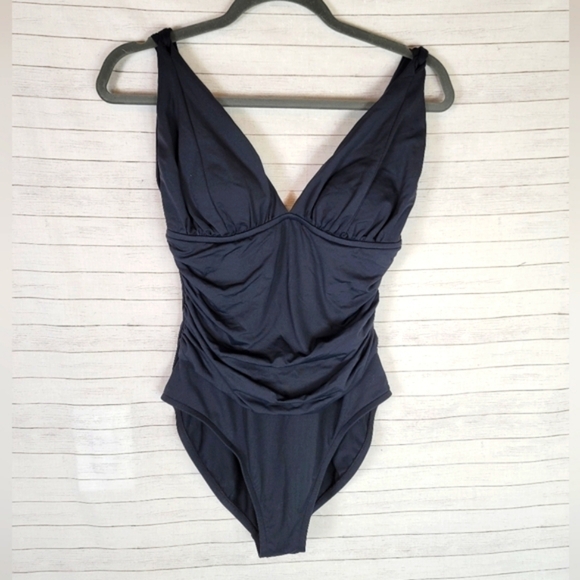 LA BLANCA by ROD BEATTIE BLACK ONE PIECE WIDE STRAP SWIMSUIT, SZ 10 - Picture 1 of 11